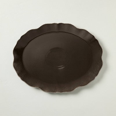 Ceramic Wavy Edge Serving Platter Brown - Hearth & Hand with Magnolia