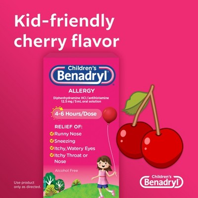 Benadryl Children's Allergy Liquid - Diphenhydramine - Cherry - 4 fl oz