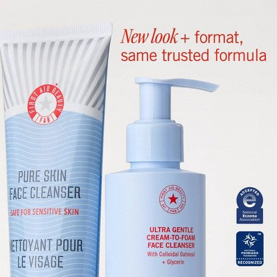 FIRST AID BEAUTY Ultra Repair Cream-to-Foam Hydrating Cleanser - 6oz: Paraben-Free, Sulfate-Free, For Normal, Combination, Dry Skin