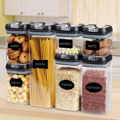 Cheer Collection Airtight Food Storage Containers, Set of 7 (Black)