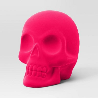 Plastic Halloween Flocked Decor Neon Pink Skull - Hyde & EEK! Boutique