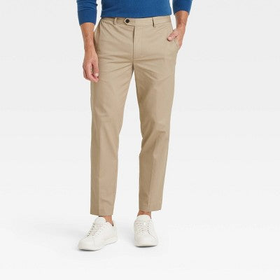Men's Extended Tab Slim Fit Trousers -Goodfellow & Co Khaki 30x30