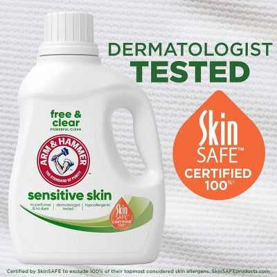 Arm & Hammer Sensitive Skin Free Clear Liquid Laundry Detergent 170 Loads - 170oz: Dermatologist Tested, Phosphate-Free