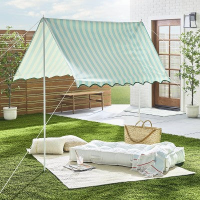 Bold Stripe Sun Shade Light Blue/Cream/Green - Hearth & Hand with Magnolia (LOCAL PICKUP ONLY)