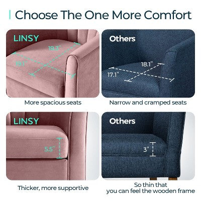 LINSY HOME Swivel Accent Chair Ottoman Set, Velvet Small Barrel Chair with Foot Rest Blue 27.4'' x 25.6'' x 26'' (LOCAL PICKUP ONLY)