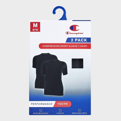 Champion Youth 2pk Compression T-Shirt - Black/Black - XL