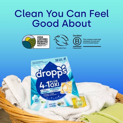 Dropps Crisp Breeze 4-in-1 Plus Oxi Power Biobased HE Deep Cleaning Concentrated Laundry Detergent Pods 38 Pacs - 21.44oz