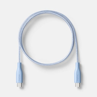 3' USB-C to USB-C Silicone Translucent Jelly Charging Cable - heyday Peri-Blue: 3ft Male-to-Male Connection