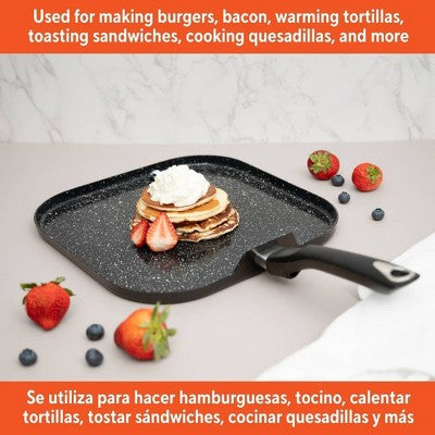 IMUSA 11" Ceramic Bistro Square Griddle Black: Pancake & Tortilla Stovetop Griddle, Aluminum, Hand Wash