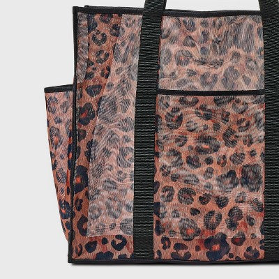 Mesh Tote Handbag - Shade & Shore Leopard Print