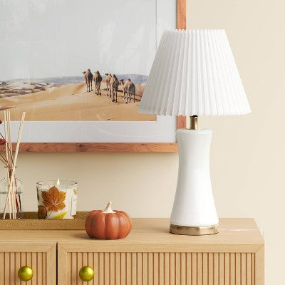Small Pleated Lamp Shade White - Threshold: Empire Shape, Cotton/Nylon, 7" H