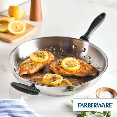 Farberware Reliance 12" Stainless Steel Open Skillet: Dishwasher-Safe, Phenolic Handle, Electric & Gas Compatible