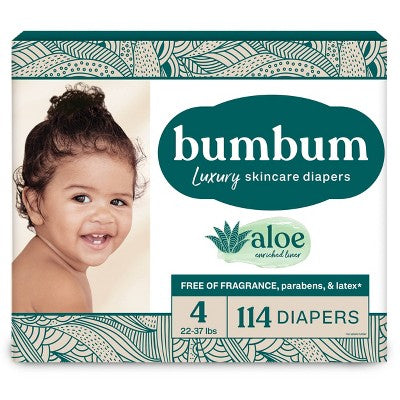 bumbum Luxury Skincare Disposable Diapers - Size 4 - 114ct