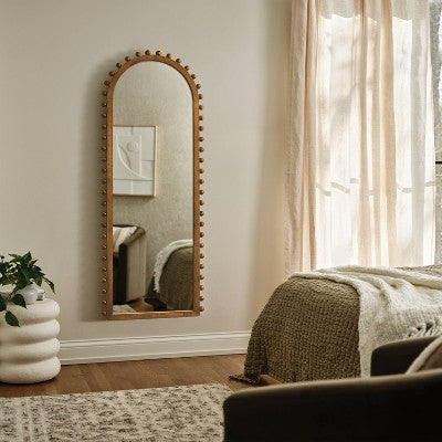25"x65" Carved Beaded Floor Mirror - Threshold (LOCAL PICKUP ONLY)
