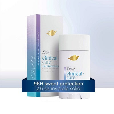 Dove Beauty Clinical 96-Hour Protection Antiperspirant & Deodorant Stick - Original Clean - 2.6oz: Vegan, Solid Form, Suitable for Sensitive Skin