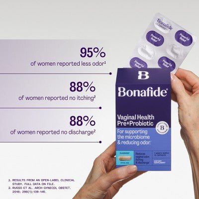 Bonafide Vaginal Health Pre + Probiotic Capsules - Clairvee - Relieves Odor, Itching & Discharge - 1 Month Supply