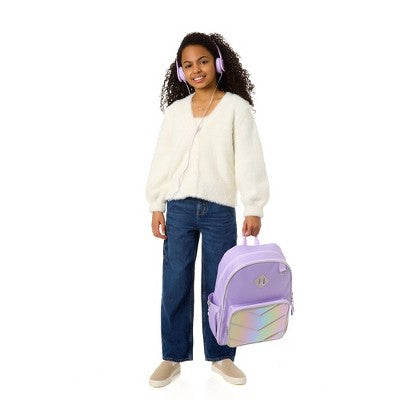 Locker Club Kids' 16L Nylon Backpack with Headphone Pencil Pouch - Lavender: Lightweight School Bag