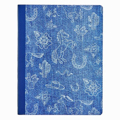 Gartner Studios Howdy Girl Blue Denim Horse Print Embroidery Comp Book, School Supplies