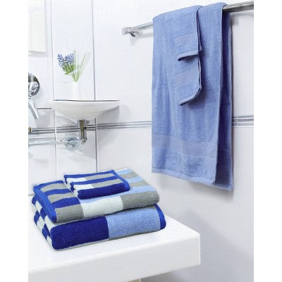 6pc Bath Towel Set Blue/Gray/White Striped - Kapoor Home