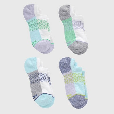 Hanes Women's Absolute Active 4pk Super No Show Socks - Gray/Green 5-9: Cushioned, Arch Support, Seamless Toe