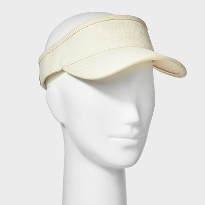 Women's Recycled Polyester Visor Hat - Universal Thread Cream: Adjustable Twill Sun Hat, Midweight Fabric