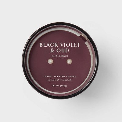 20oz Purple Metallic Jar Candle Black Violet and Oud - Threshold