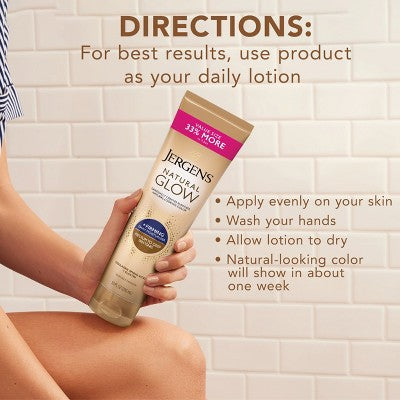 Jergens Natural Glow Skin Firming Daily Moisturizer + Self Tanner Tanning Lotion - Medium to Deep - 10 fl oz