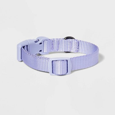Basic Dog Adjustable Collar with Color Matching Buckle - S - Lilac - Boots & Barkley