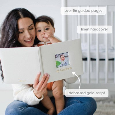 Pearhead Linen Babybook: Holds 80 Photos, 3 x 3 Inch Images, 64 Pages