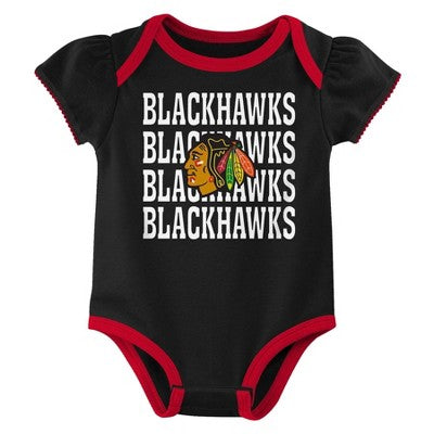 NHL Chicago Blackhawks Infant Girls' 3pk Bodysuits - 3-6M