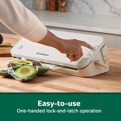 FoodSaver Select Vacuum Sealer with Bags and Roll Oatmilk VS2120: 5-Year Warranty, Plastic, Spot Clean, 6.9 lbs, 17.9" Width