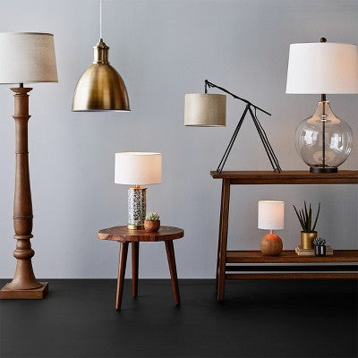 Large Linen Mod Drum Lampshade Gray - Threshold: Slip Uno Fitter, No Assembly Required