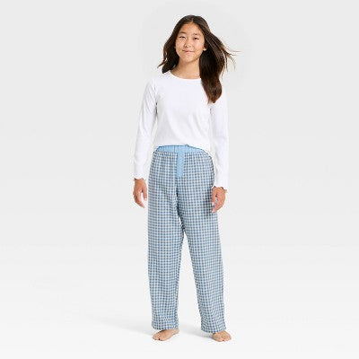 Girls' Plaid Pajama Pants - art class Light Blue S