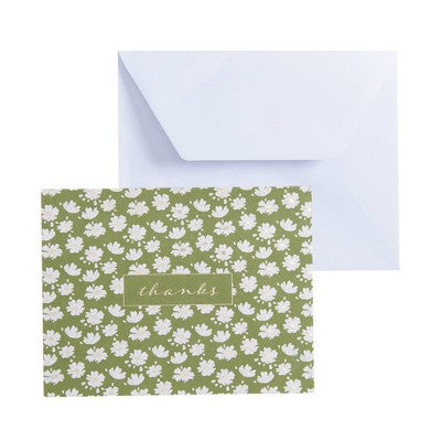 24ct Thank You Daisy Cards Green: Mara-Mi Floral Stationery Pack with Envelopes, Botanical Design, All Occasions