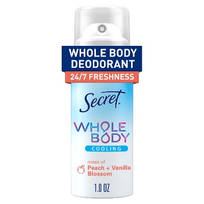 Secret Whole Body Aluminum Free Deodorant Spray - Trial Size - Peach & Vanilla - 1oz