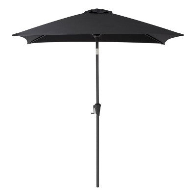 6.5'x6.5' Square Tilting Market Patio Umbrella Black - CorLiving: UV & Weather-Resistant, Crank Lift (LOCAL PICKUP ONLY)
