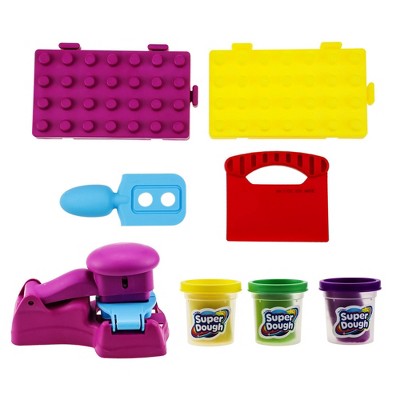 Born to Play Original Super Dough Mold and Stack Brix Maker Set Kids Creative Play Brick Extruder + Molds