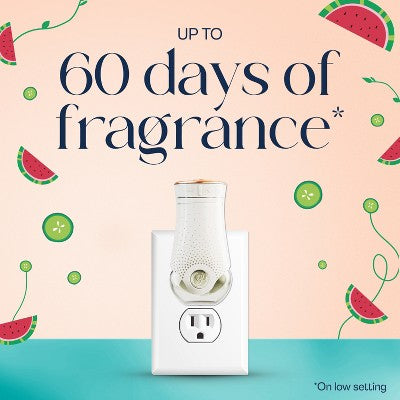 Glade PlugIns Spring Scented Oils Air Freshener Starter Kits - Watermelon & Cucumber - 2ct/1.34oz: Electric, Paraben-Free, Spring/Summer