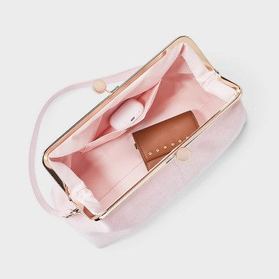 Suede Kiss Lock Clutch Bag - A New Day Light Pink