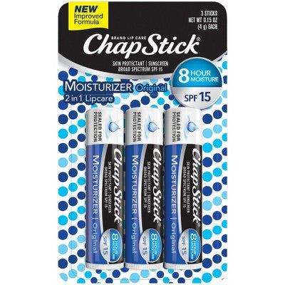 Chapstick Original Moisturizer Lip Balms - SPF15 - 0.45oz/3ct