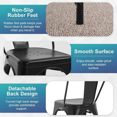 FDW Metal Dining Chair  Restaurants Chairs with Rubber Foot Protectors, Black (LOCAL PICKUP ONLY)