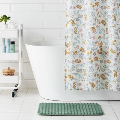 17"x24" Ribbed Cushion Foam Bath Rug Light Green - Room Essentials