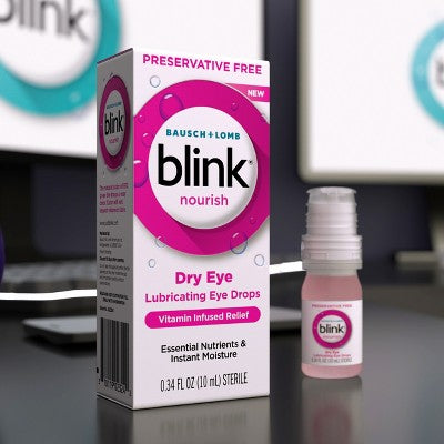 Blink Nourish Hydrating and Lubricating Eye Drops for Dry Eyes - Preservative Free - 0.33 fl oz