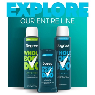 Degree 72H Odor Protection Whole Body Deodorant Spray for Men Ocean Rush - Aluminum-Free 4oz