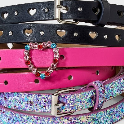 Girls' 3pk Heart Belt Set - Cat & Jack M