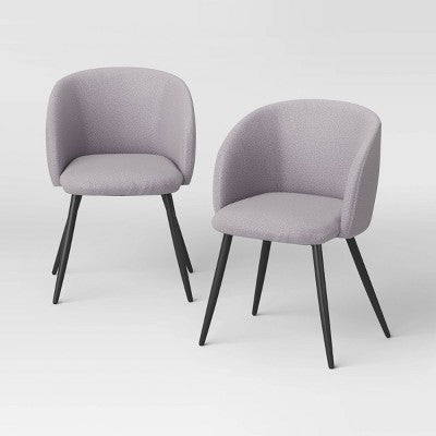 Set of 2 Upholstered Barrel Back Dining Chairs with Metal Base Dining Chair Gray - Room Essentials (LOCAL PICKUP ONLY)