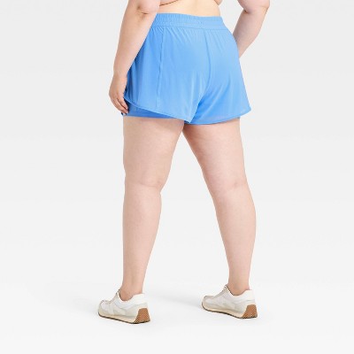 Women's Mid-Rise Mesh Run Shorts 3" - All In Motion Blue XS