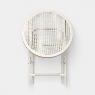 Steel Round Metal Mesh Accent Patio End Table Ivory - Room Essentials (LOCAL PICKUP ONLY)