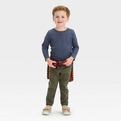 Toddler Boys' Long Sleeve Solid T-Shirt - Cat & Jack Navy Blue 2T