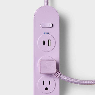 5 Outlet Surge Protector 3' Cord with USB Purple - heyday